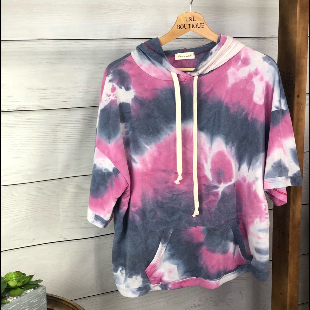 Fuchsia Tye-Dye Hooded Top